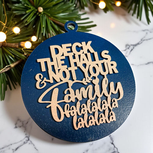 Deck The Halls 12 Colors Wooden Holiday Ornament With Cheeky Fa La La Lyrics And Rustic Finish