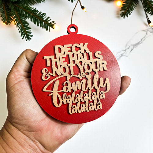 Deck The Halls 12 Colors Wooden Holiday Ornament With Cheeky Fa La La Lyrics And Rustic Finish