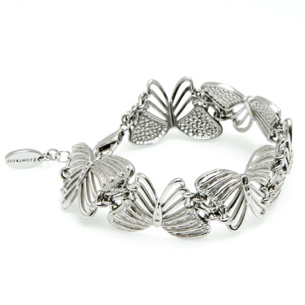 White Butterfly Bracelet With Crystal Accent And Chain