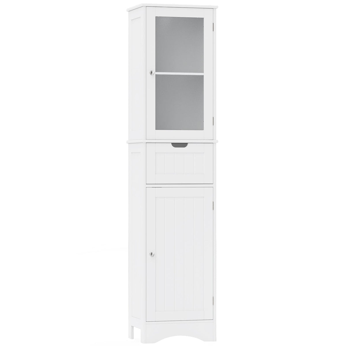 Tall Floor Storage Cabinet with 2 Doors and 1 Drawer for Bathroom