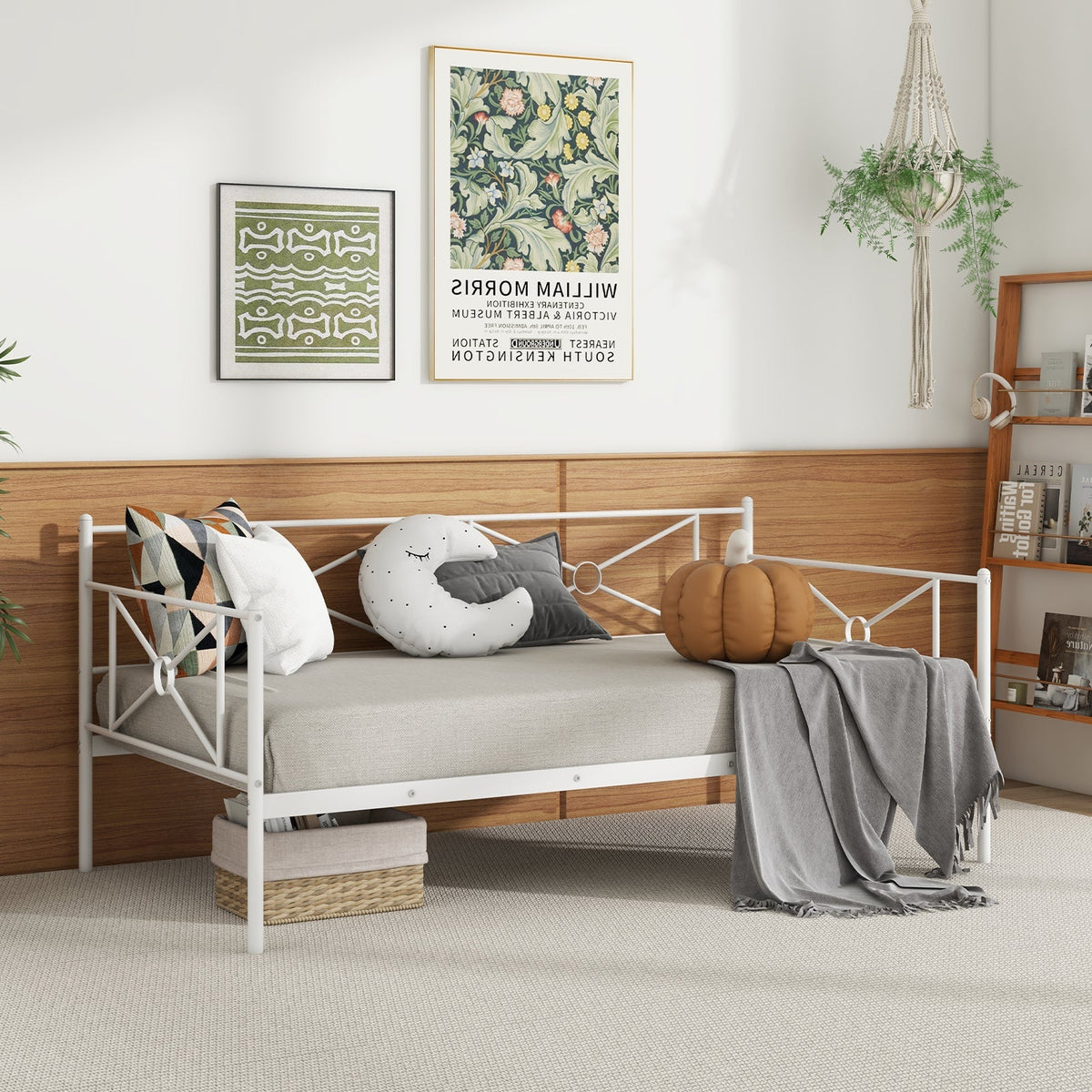 Metal Daybed Twin Bed Frame Stable Steel Slats Sofa Bed