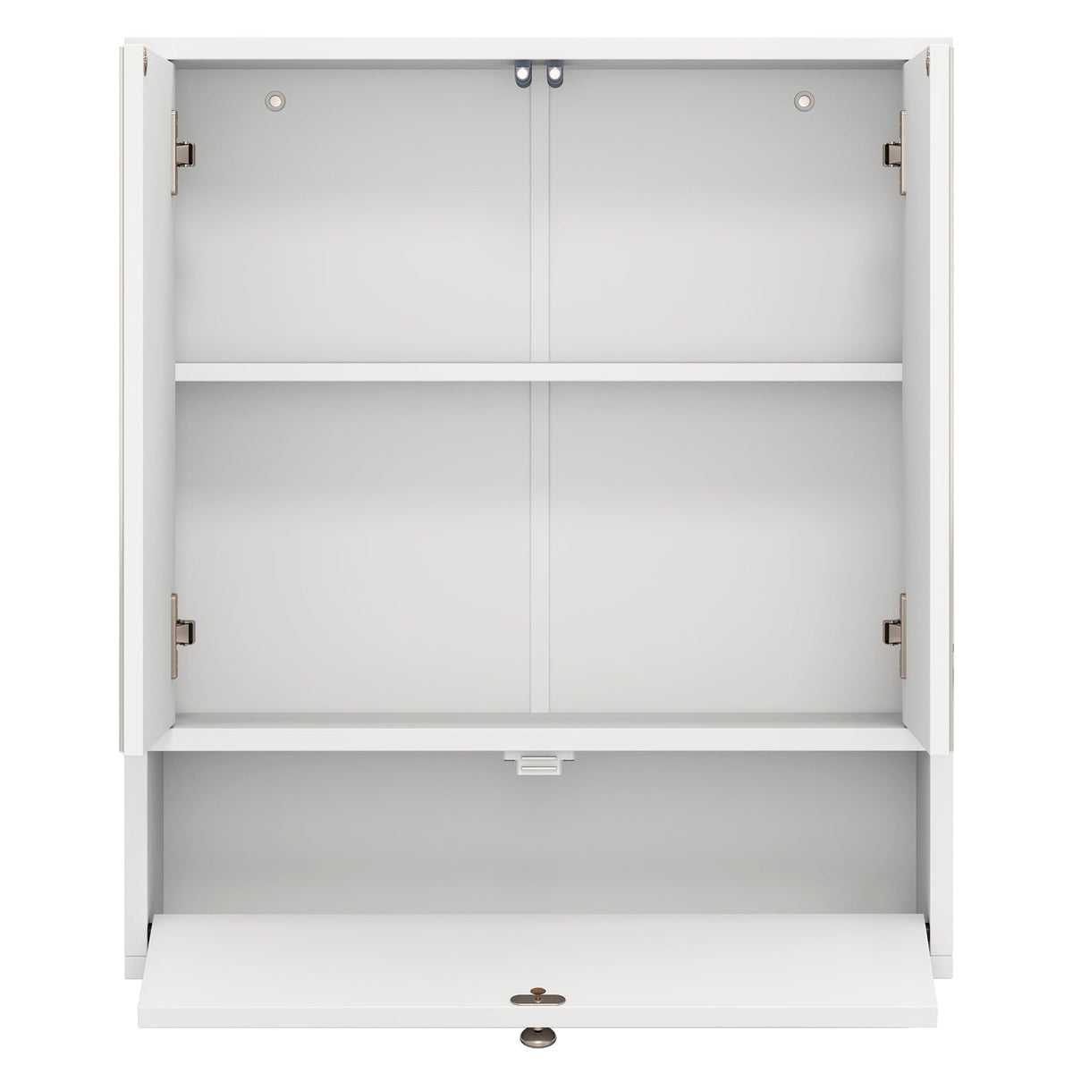 Double Door Wall-Mounted Bathroom Mirrored Medicine Cabinet-White