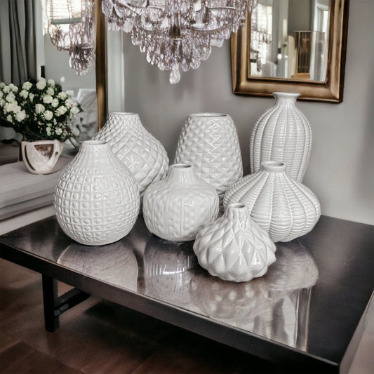 Whitney Ceramic Vases White Artisan Decorative Vase Set Or Single For Mantel