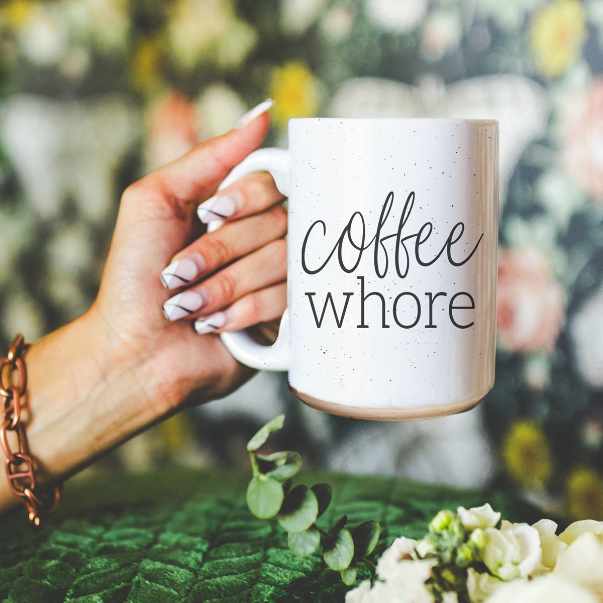 Coffee Whore 16oz Ceramic Coffee Mug - Large Funny Sass Morning Gift