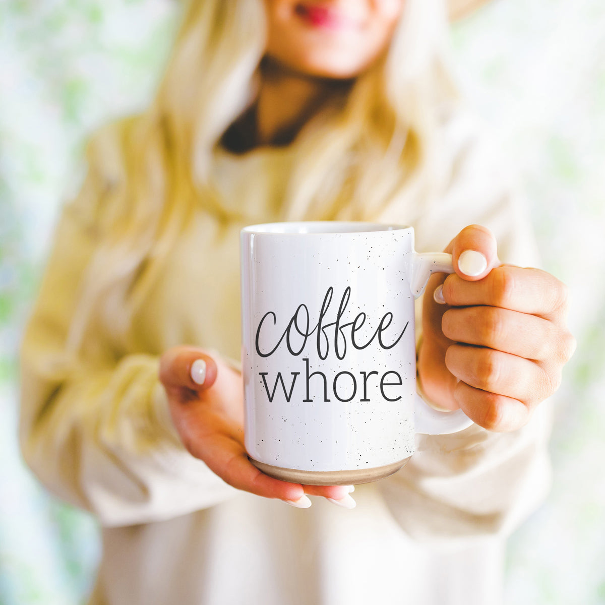 Coffee Whore 16oz Ceramic Coffee Mug - Large Funny Sass Morning Gift