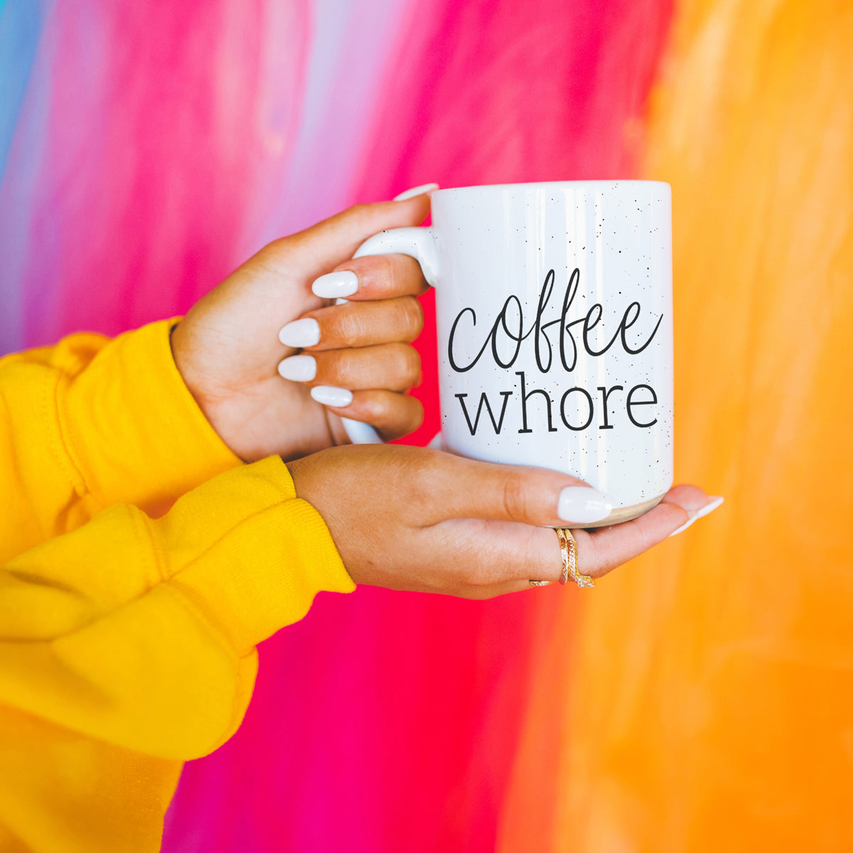 Coffee Whore 16oz Ceramic Coffee Mug - Large Funny Sass Morning Gift