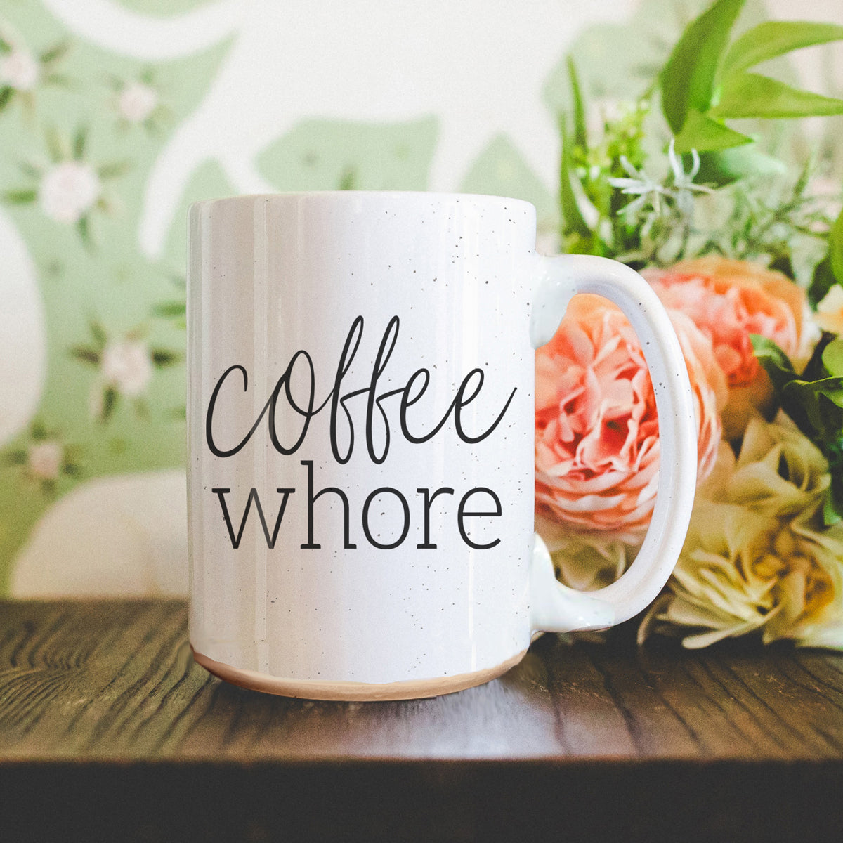 Coffee Whore 16oz Ceramic Coffee Mug - Large Funny Sass Morning Gift