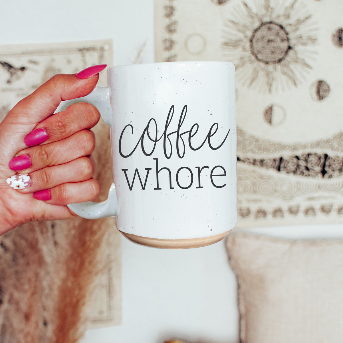 Coffee Whore 16oz Ceramic Coffee Mug - Large Funny Sass Morning Gift