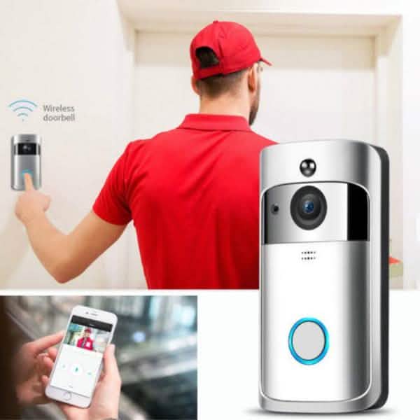 Timbre inalámbrico WiFi con video, conversación bidireccional, cámara de seguridad HD con PIR inteligente