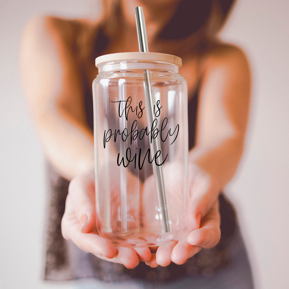 17oz Glass Tumbler With Bamboo Lid, 2 Stainless Straws and Straw Cleaner