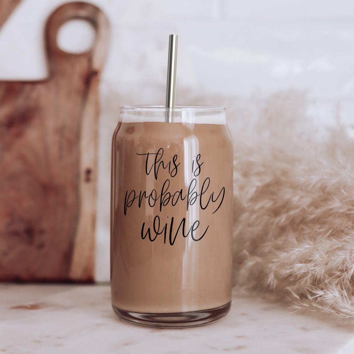 17oz Glass Tumbler With Bamboo Lid, 2 Stainless Straws and Straw Cleaner
