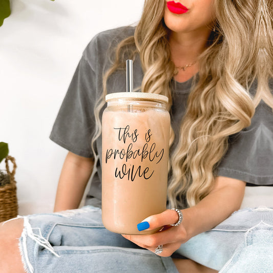 17oz Glass Tumbler With Bamboo Lid, 2 Stainless Straws and Straw Cleaner