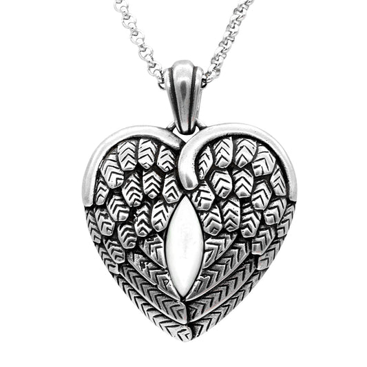 Winged Heart Mother Pearl Pendant Necklace For Women
