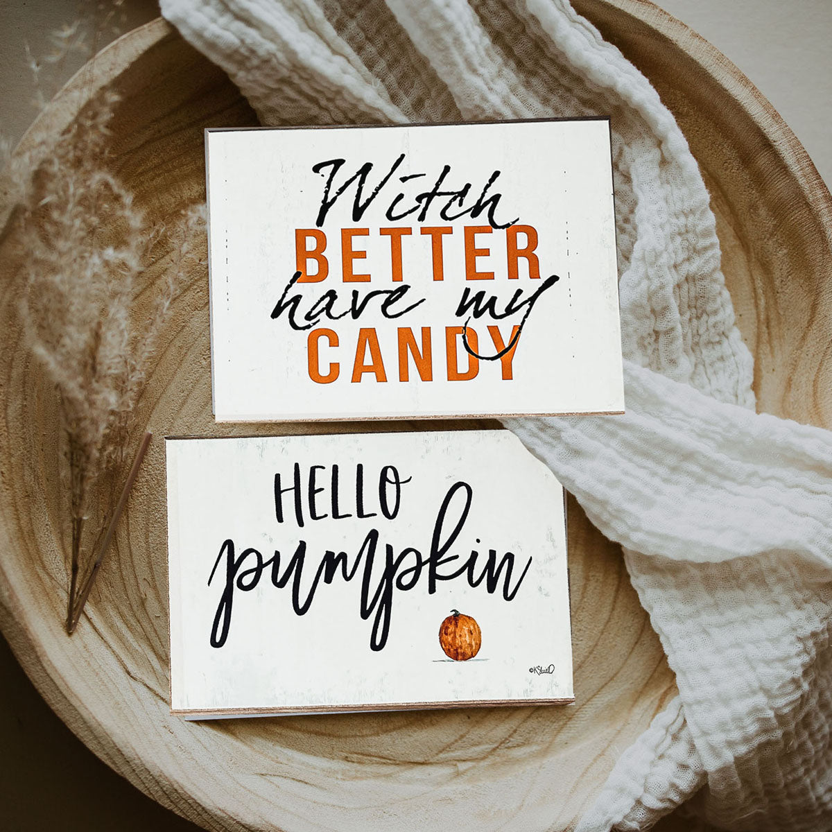 Hello Pumpkin Rustic Wood Sign 6x4 Fall Home Decor Off White Black Script