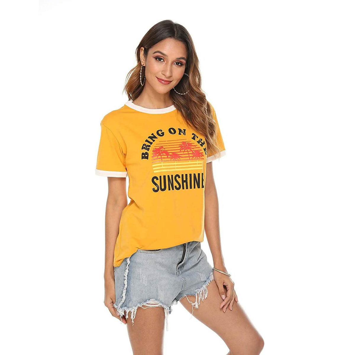 Camisetas de manga larga con estampado de sol para mujer