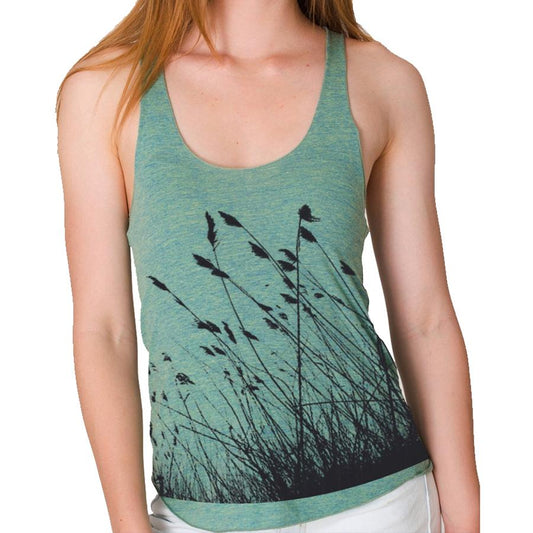 Womens Nature Print Racerback Tank Top Heathered Scoop Neck