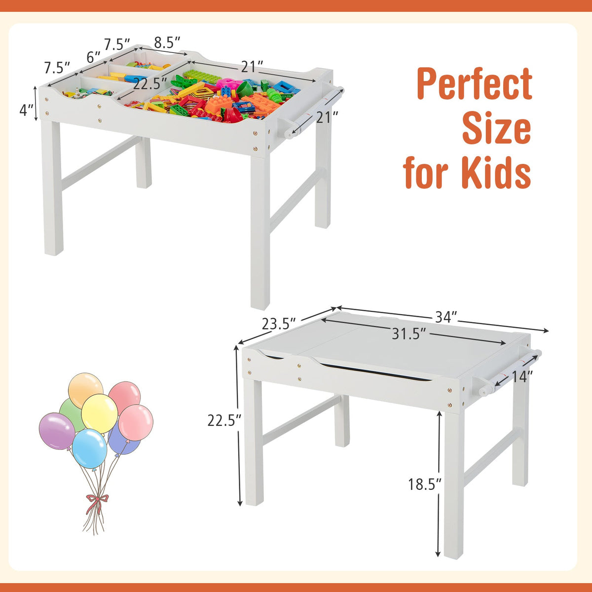 Wooden Kids Multi Activity Play Table with Storage Paper Roll