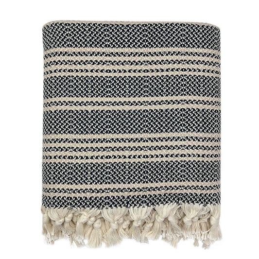 Woven Stripe Turkish Throw Cotton Fringe Lightweight