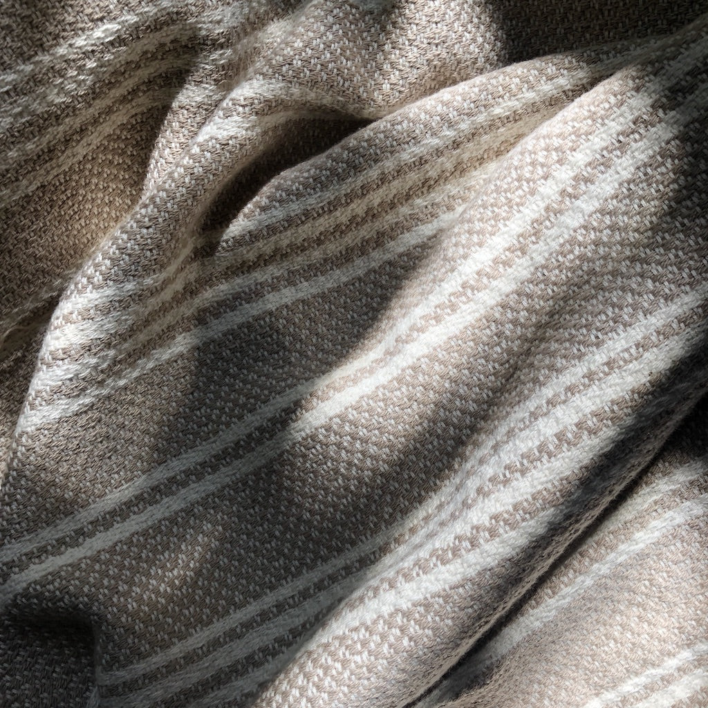 Woven Stripe Turkish Throw Cotton Fringe Lightweight