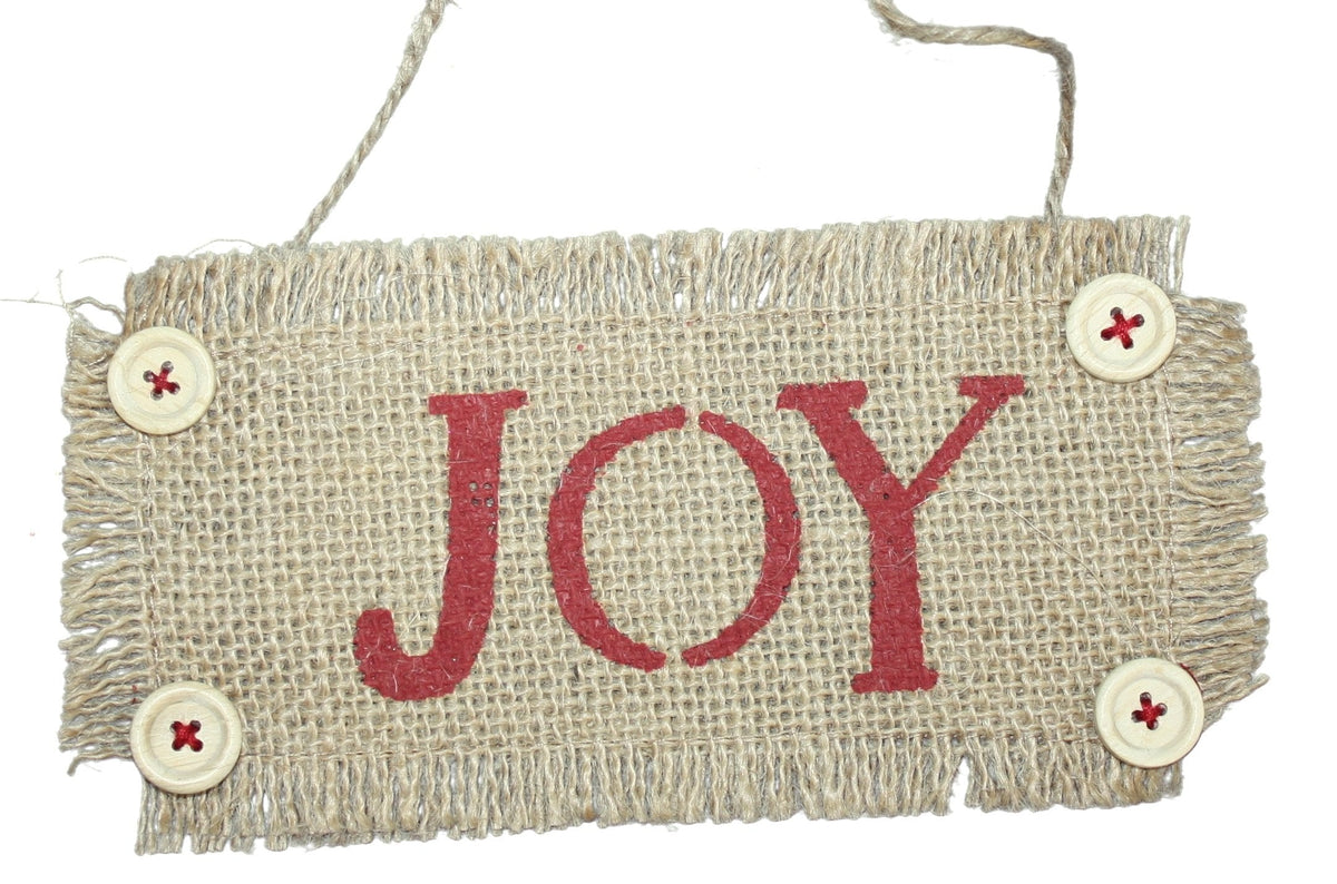 Adorno de yute de 7 pulgadas con palabra - Joy