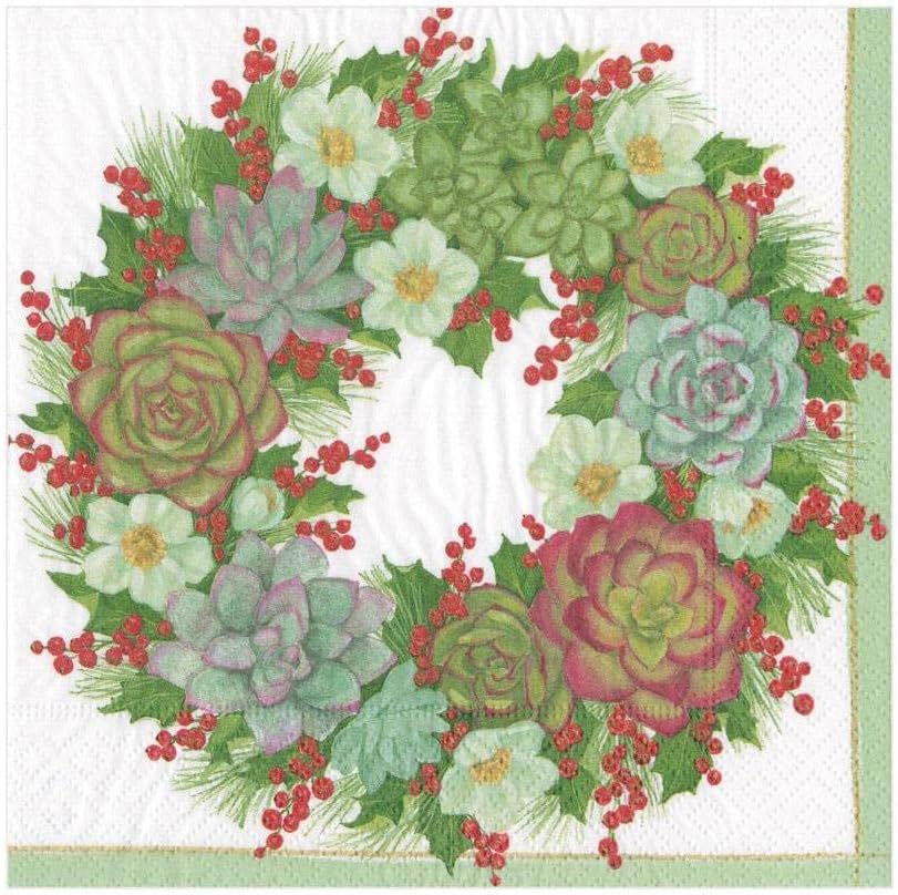 Succulent Wreath Paper Luncheon Napkins