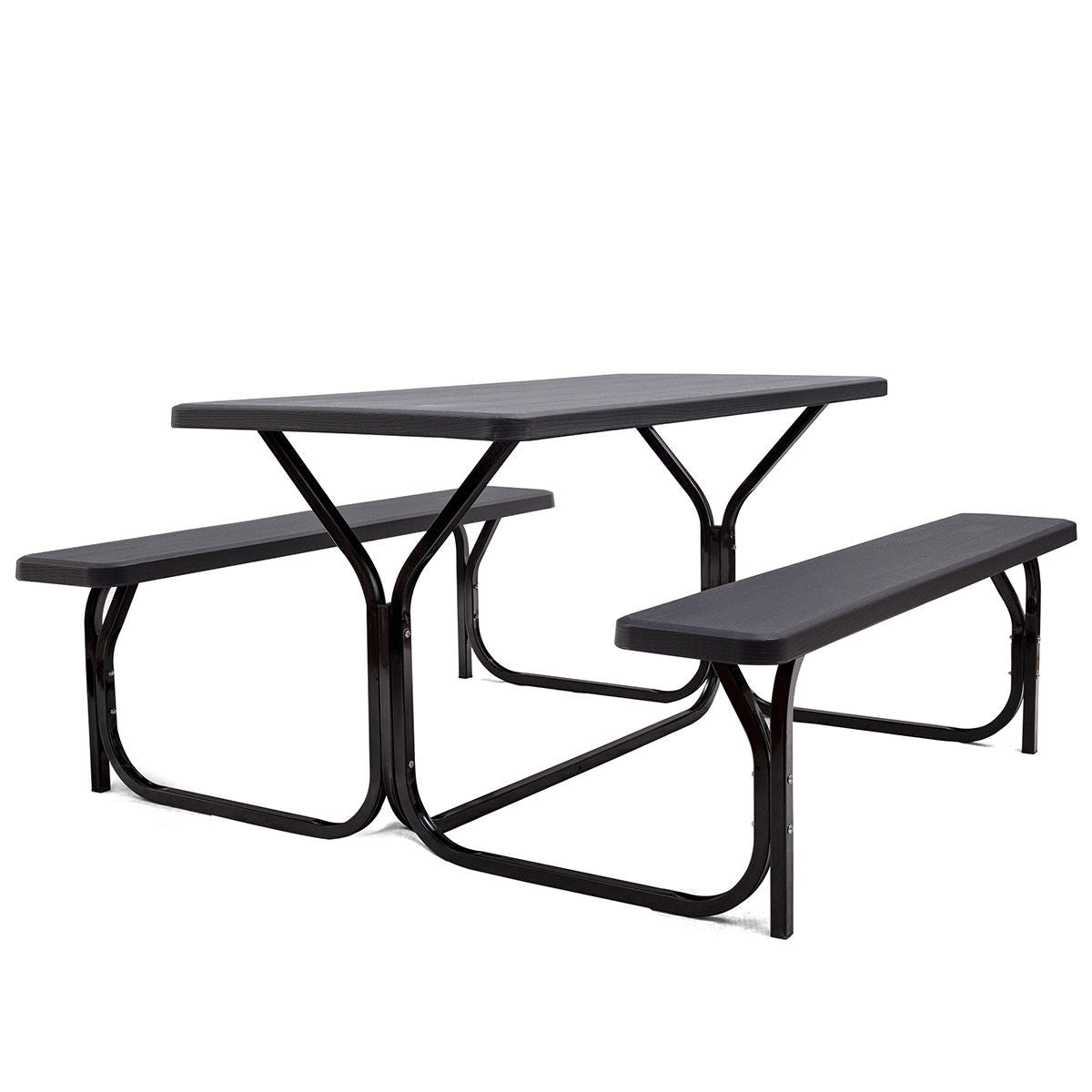 HDPE Outdoor Picnic Table Bench Set with Metal Base