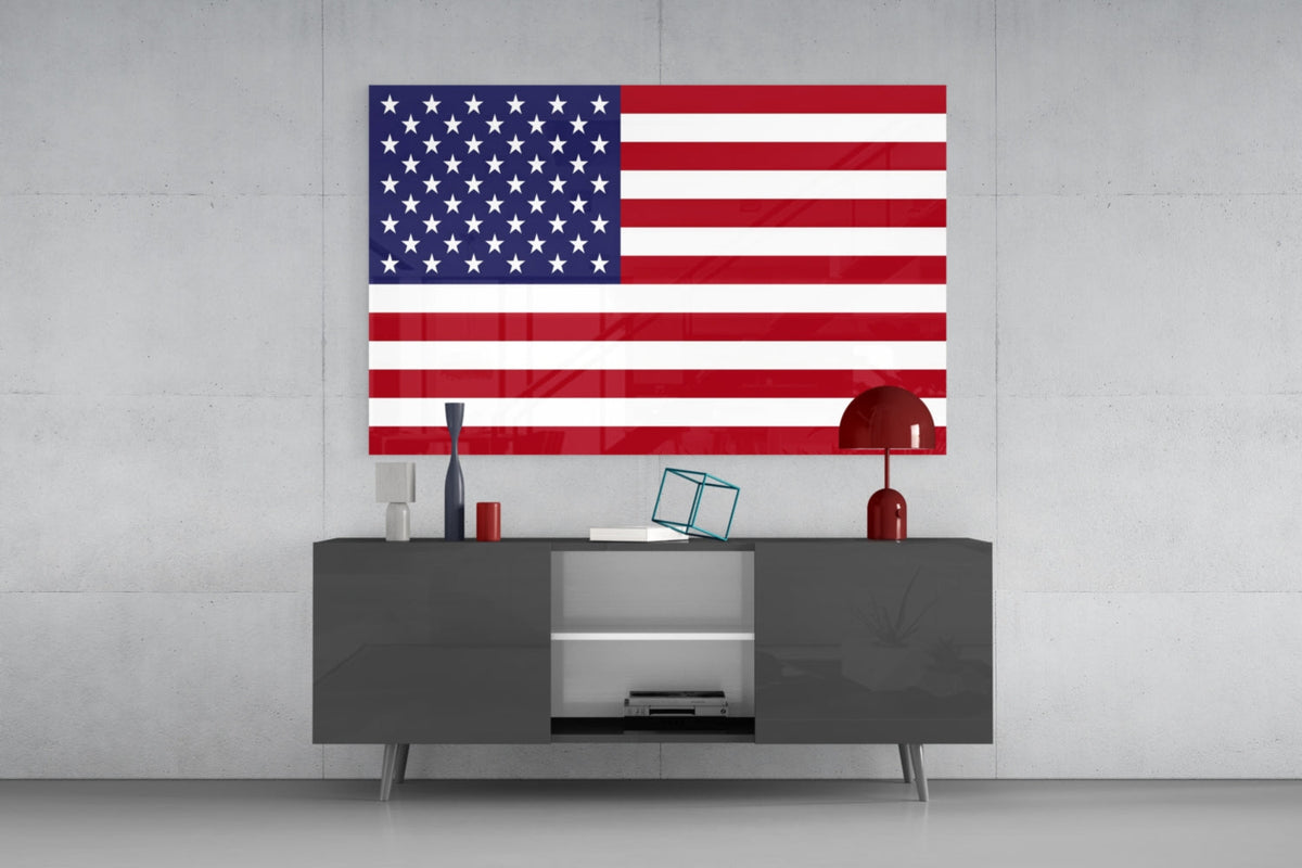Classic Flat United States Flag Glass Wall Art