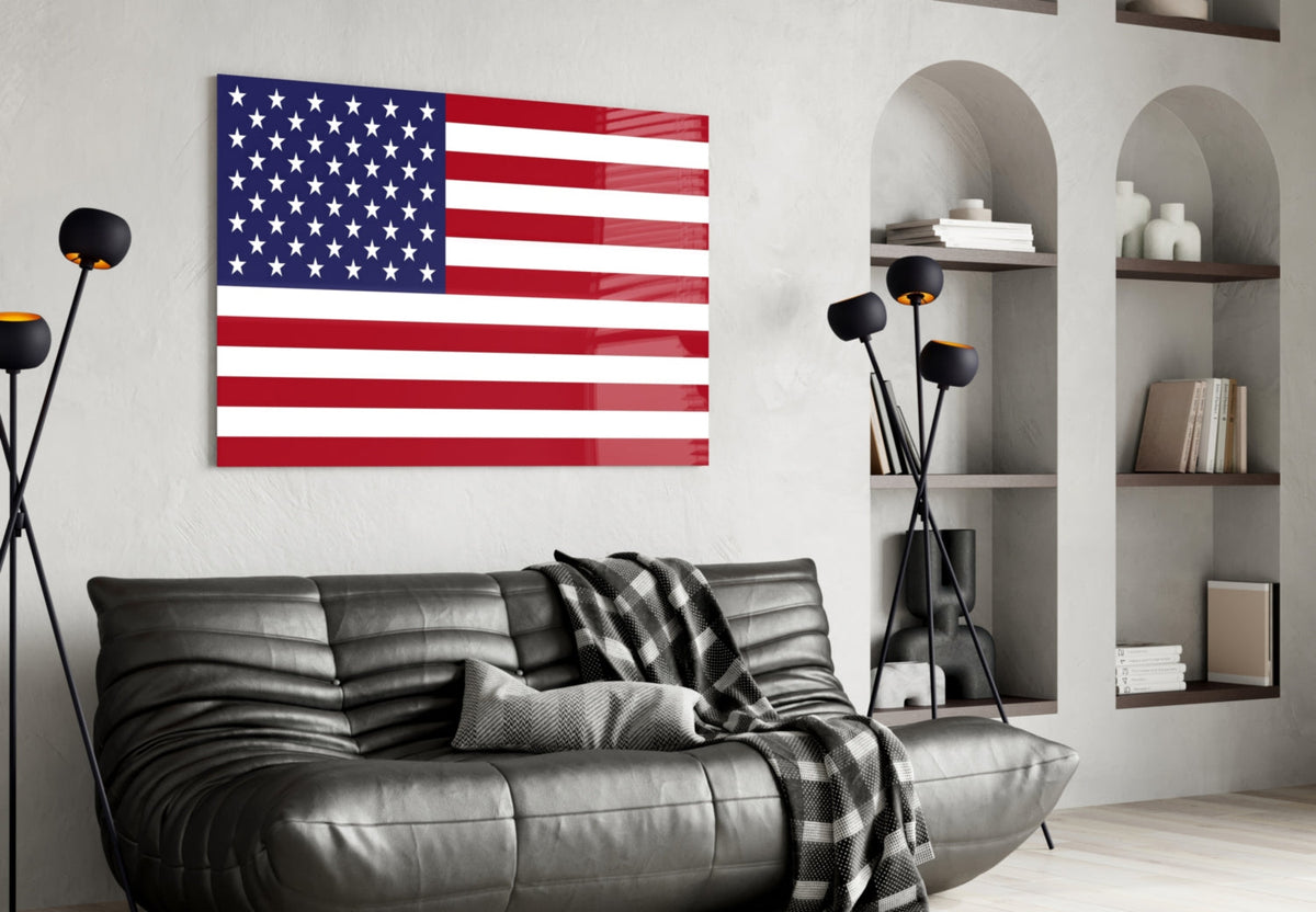 Classic Flat United States Flag Glass Wall Art