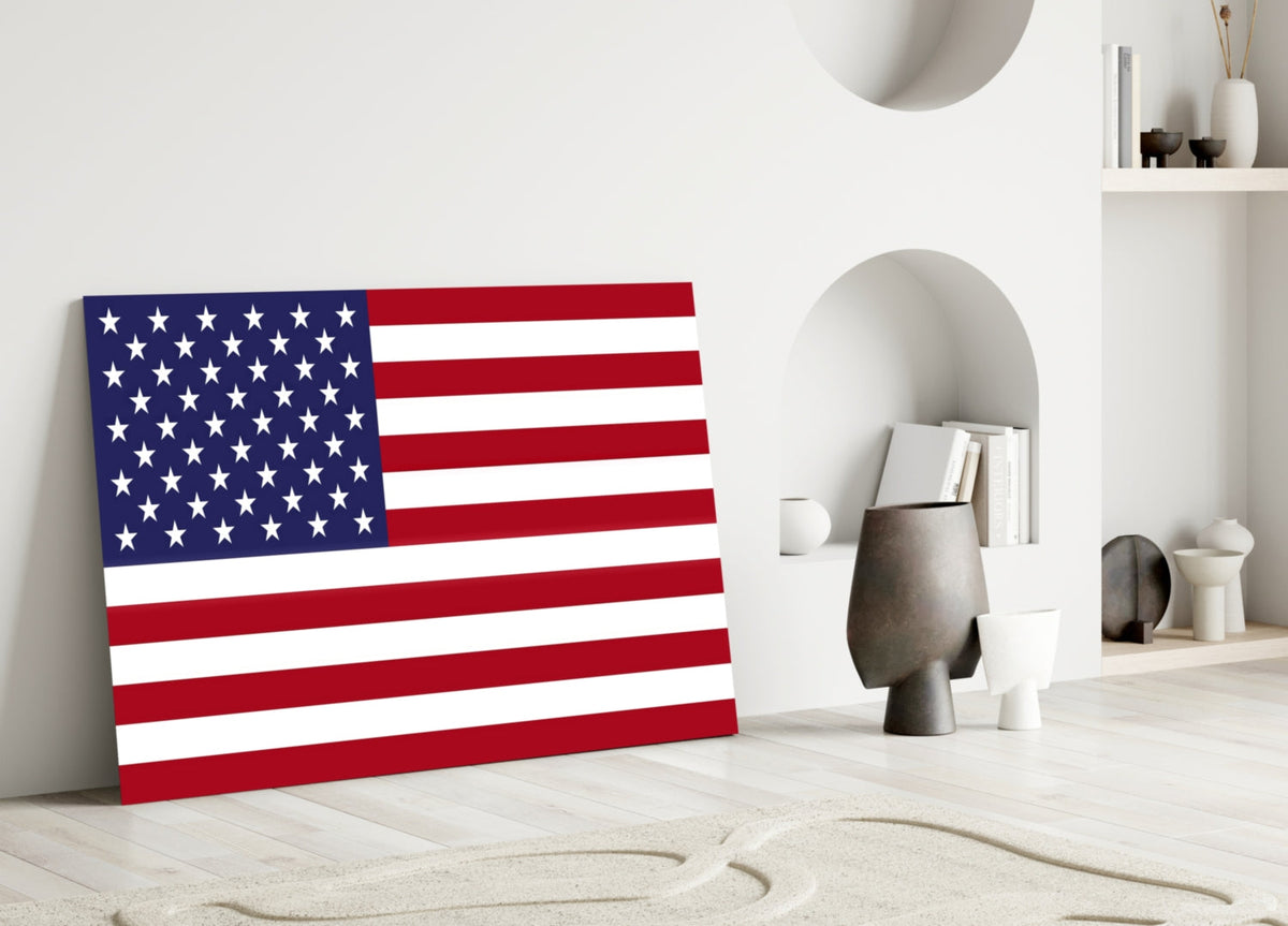 Classic Flat United States Flag Glass Wall Art