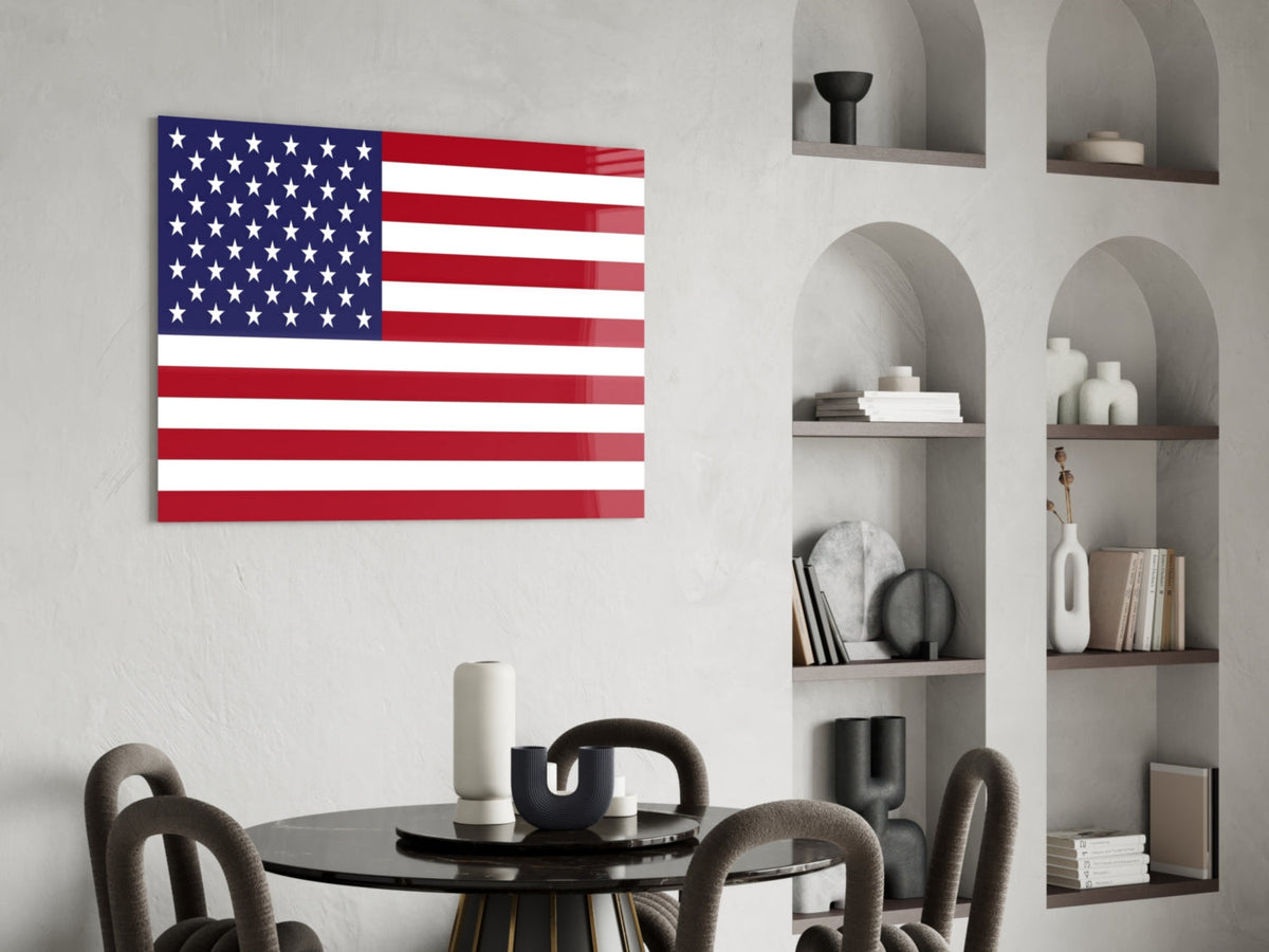 Classic Flat United States Flag Glass Wall Art