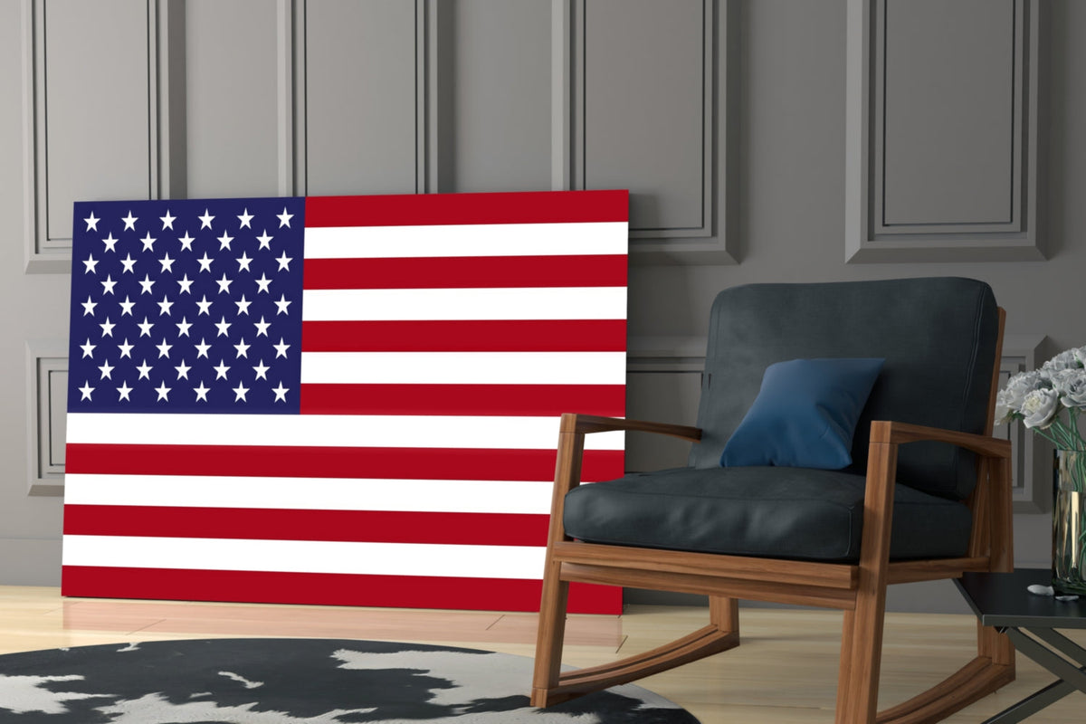 Classic Flat United States Flag Glass Wall Art