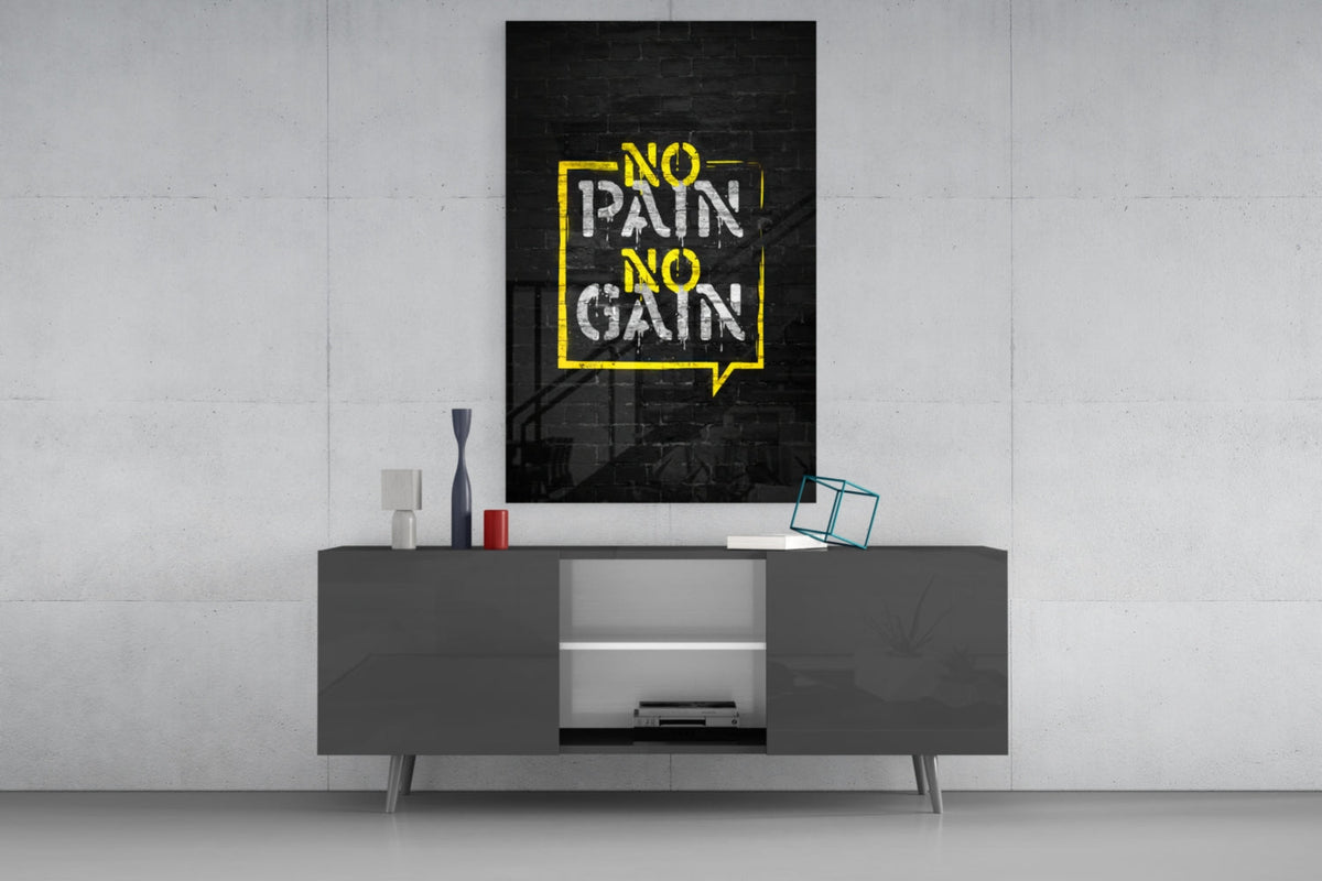 Yellow Frame Brick Graffiti Quote Glass Wall Art