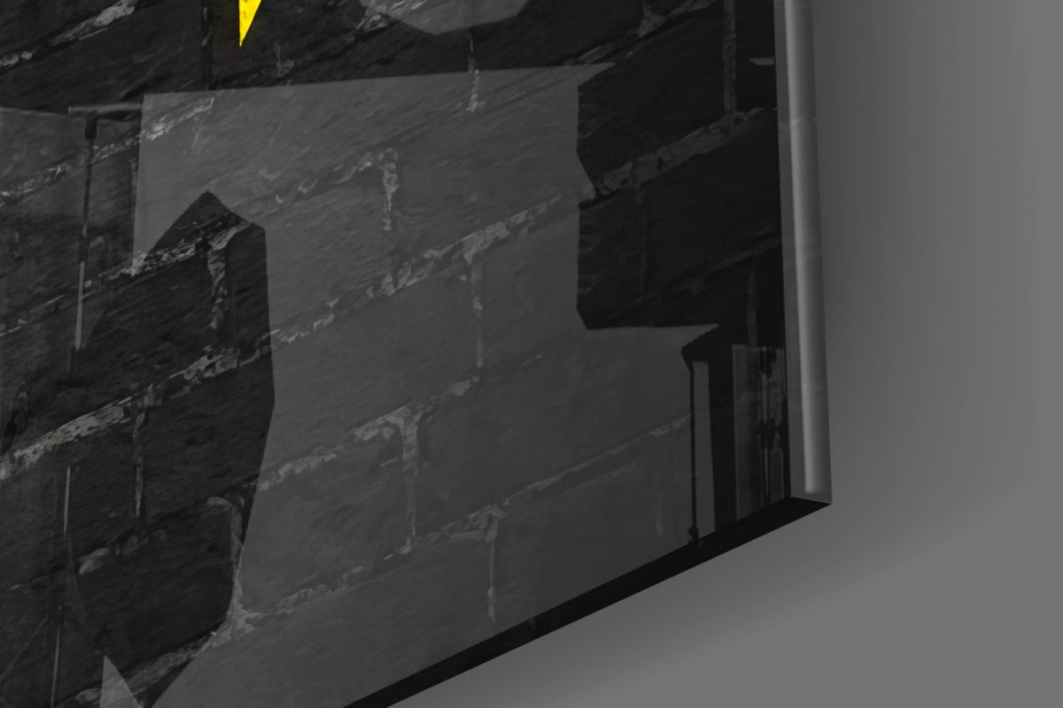 Yellow Frame Brick Graffiti Quote Glass Wall Art