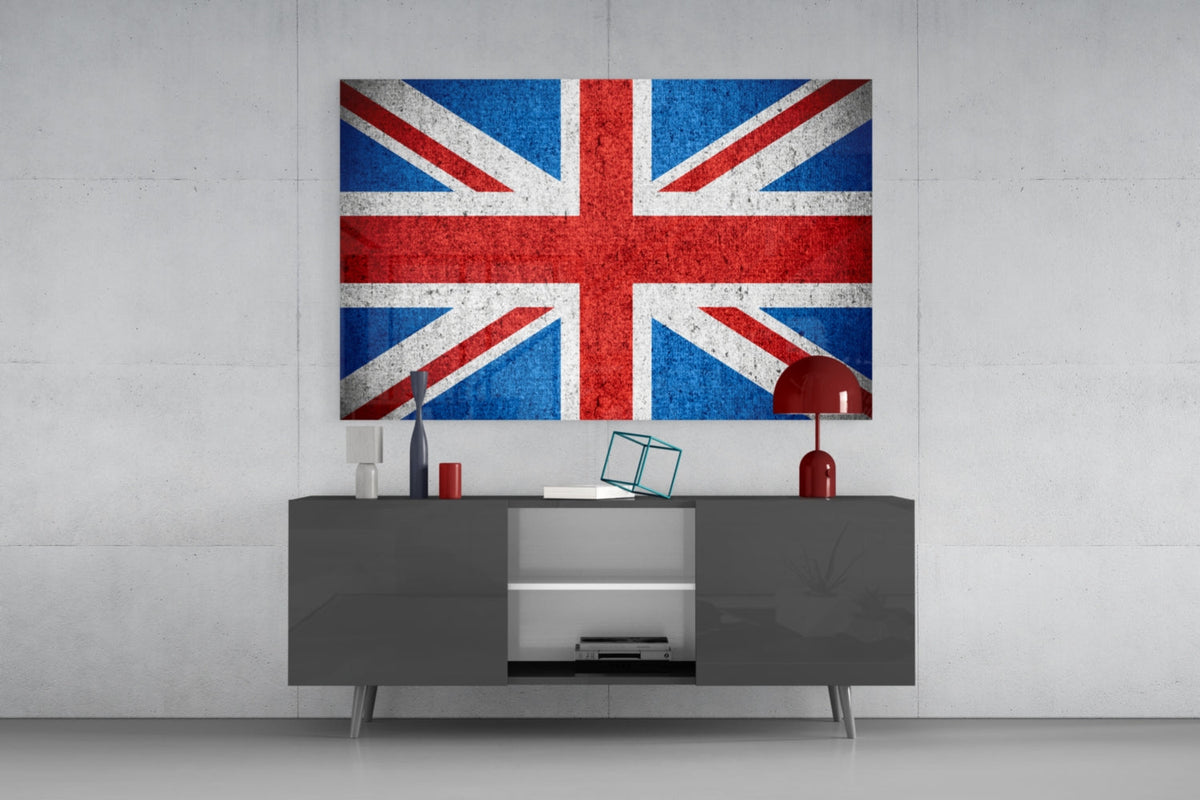 Concrete Bright United Kingdom Flag Glass Wall Art