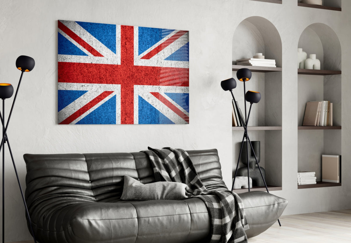 Concrete Bright United Kingdom Flag Glass Wall Art