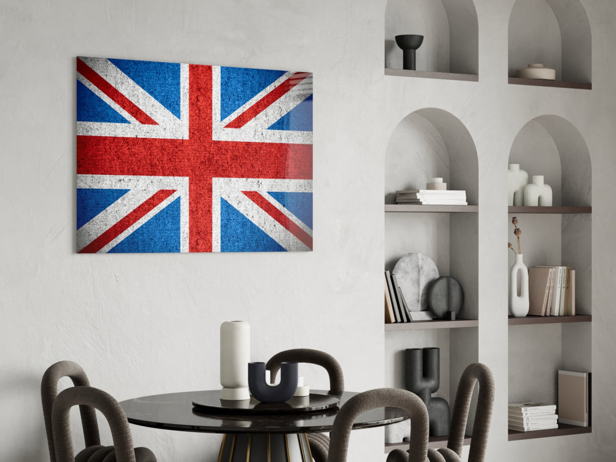 Concrete Bright United Kingdom Flag Glass Wall Art
