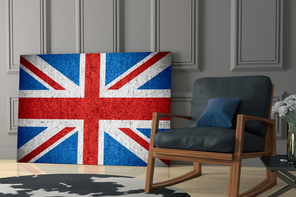 Concrete Bright United Kingdom Flag Glass Wall Art