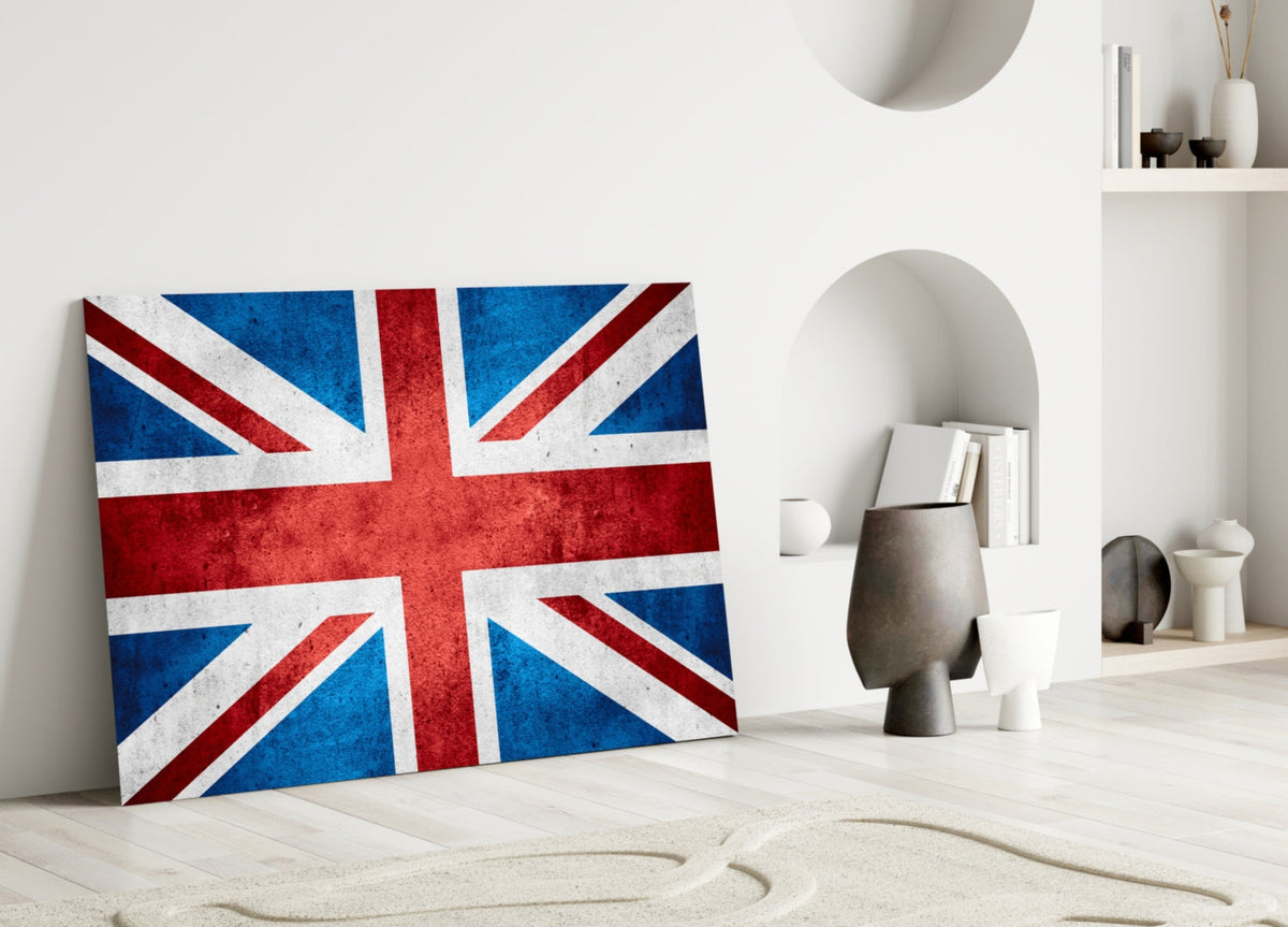 Faded Distressed United Kingdom Flag Glass Wall Art