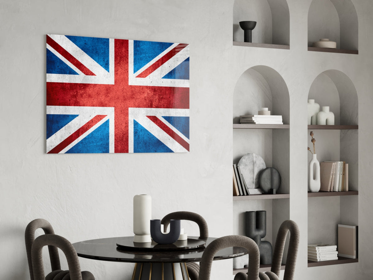 Faded Distressed United Kingdom Flag Glass Wall Art