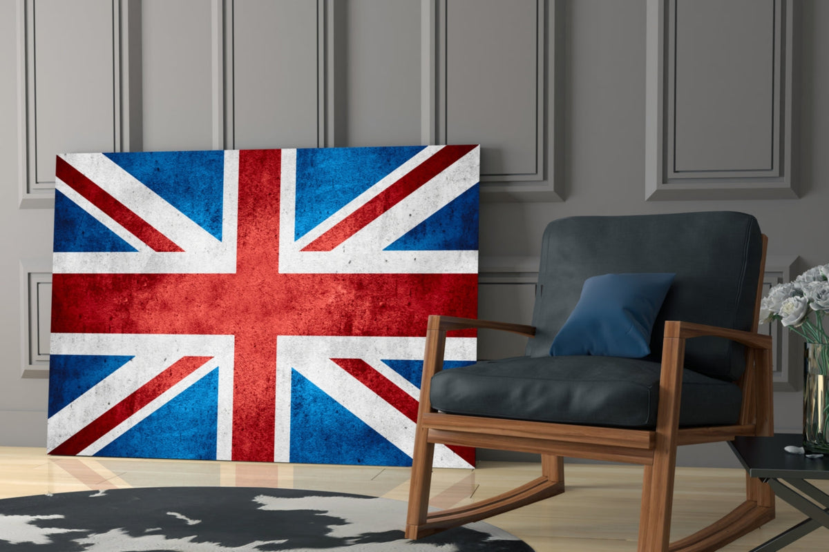 Faded Distressed United Kingdom Flag Glass Wall Art