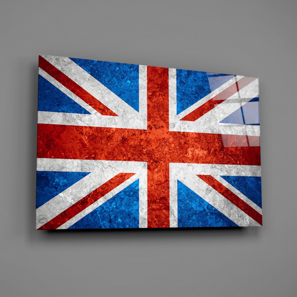 Fiery Orange United Kingdom Flag Glass Wall Art
