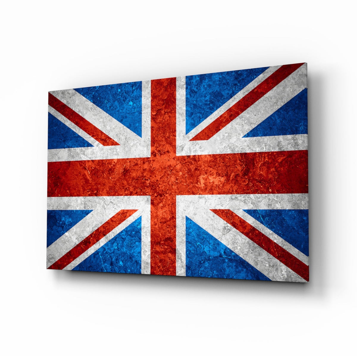 Fiery Orange United Kingdom Flag Glass Wall Art