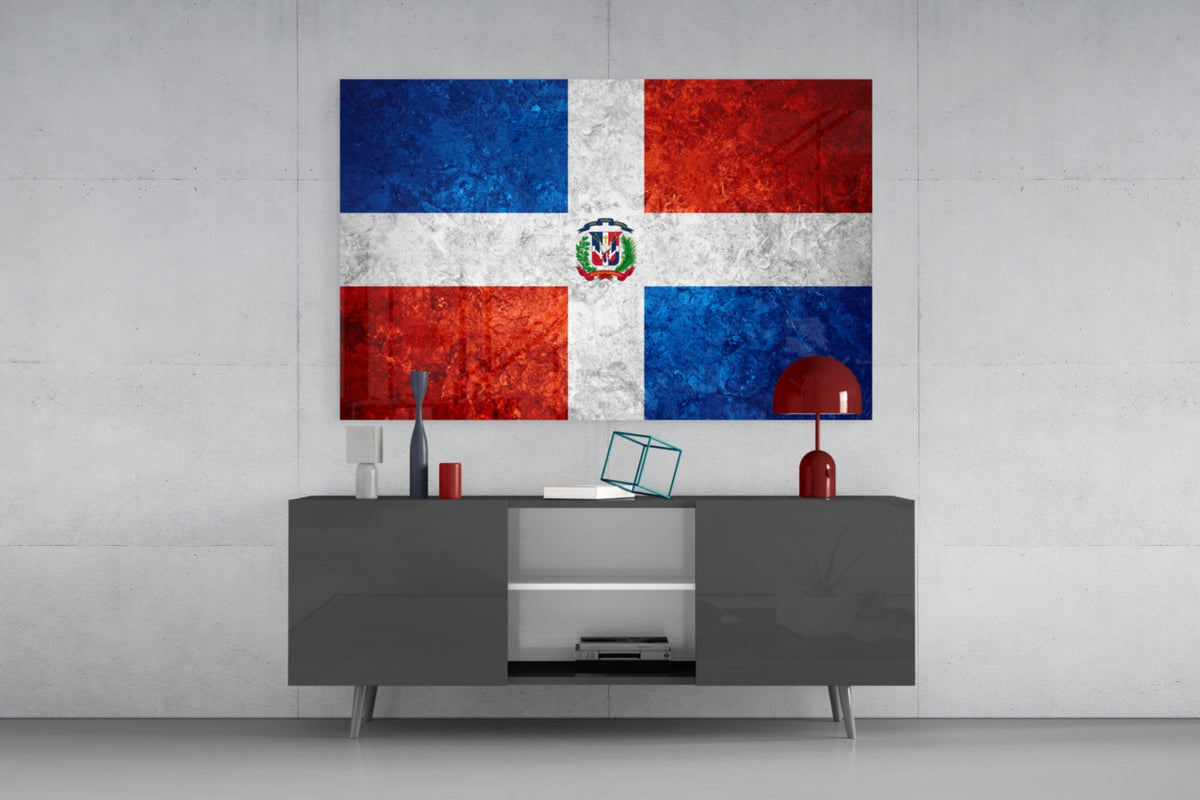 Flag of the Dominican Republic Glass Wall Art
