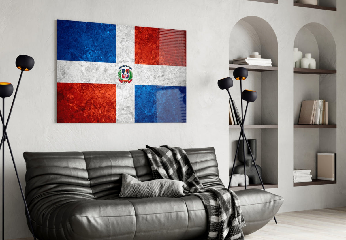 Flag of the Dominican Republic Glass Wall Art