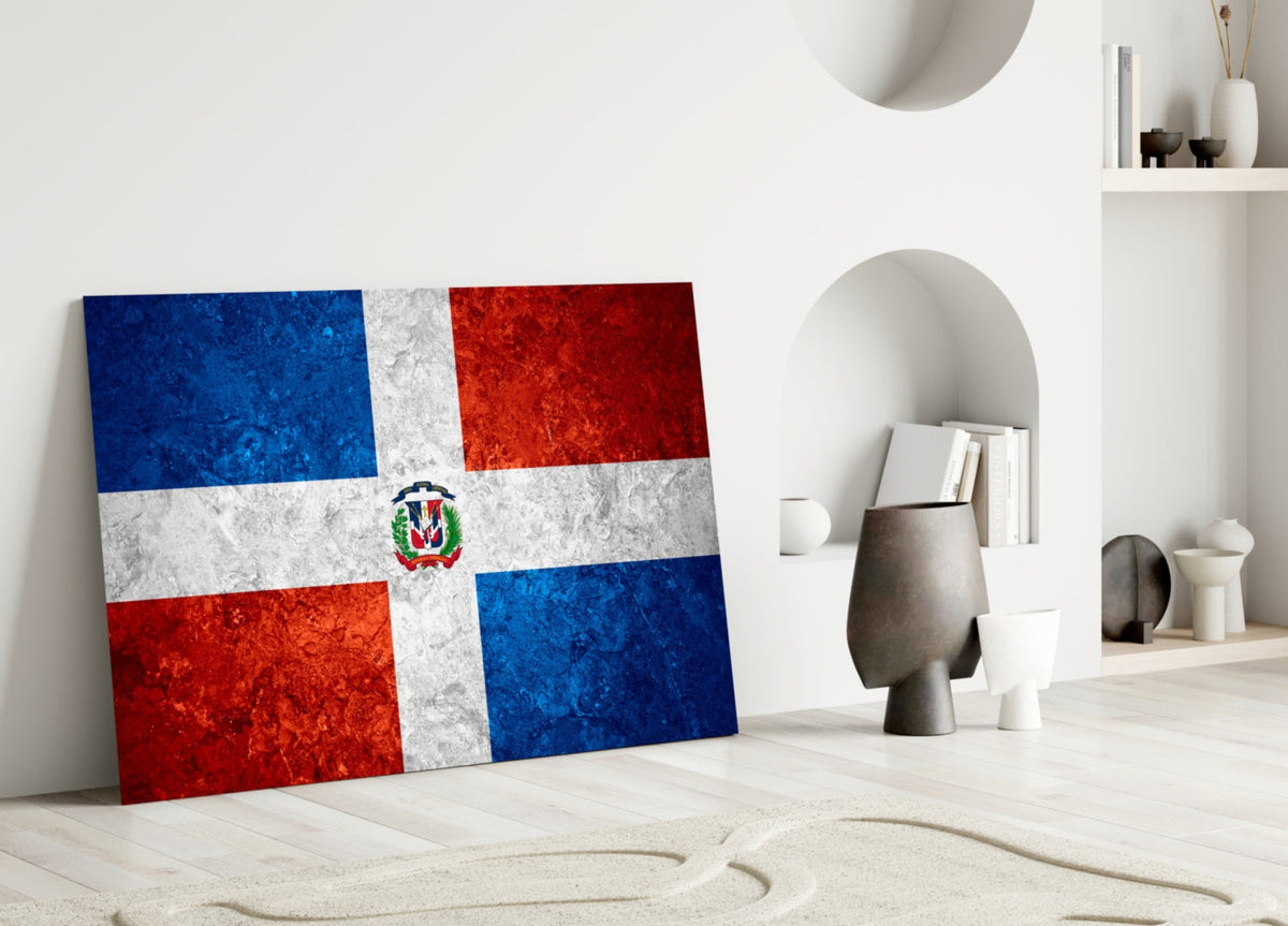 Flag of the Dominican Republic Glass Wall Art