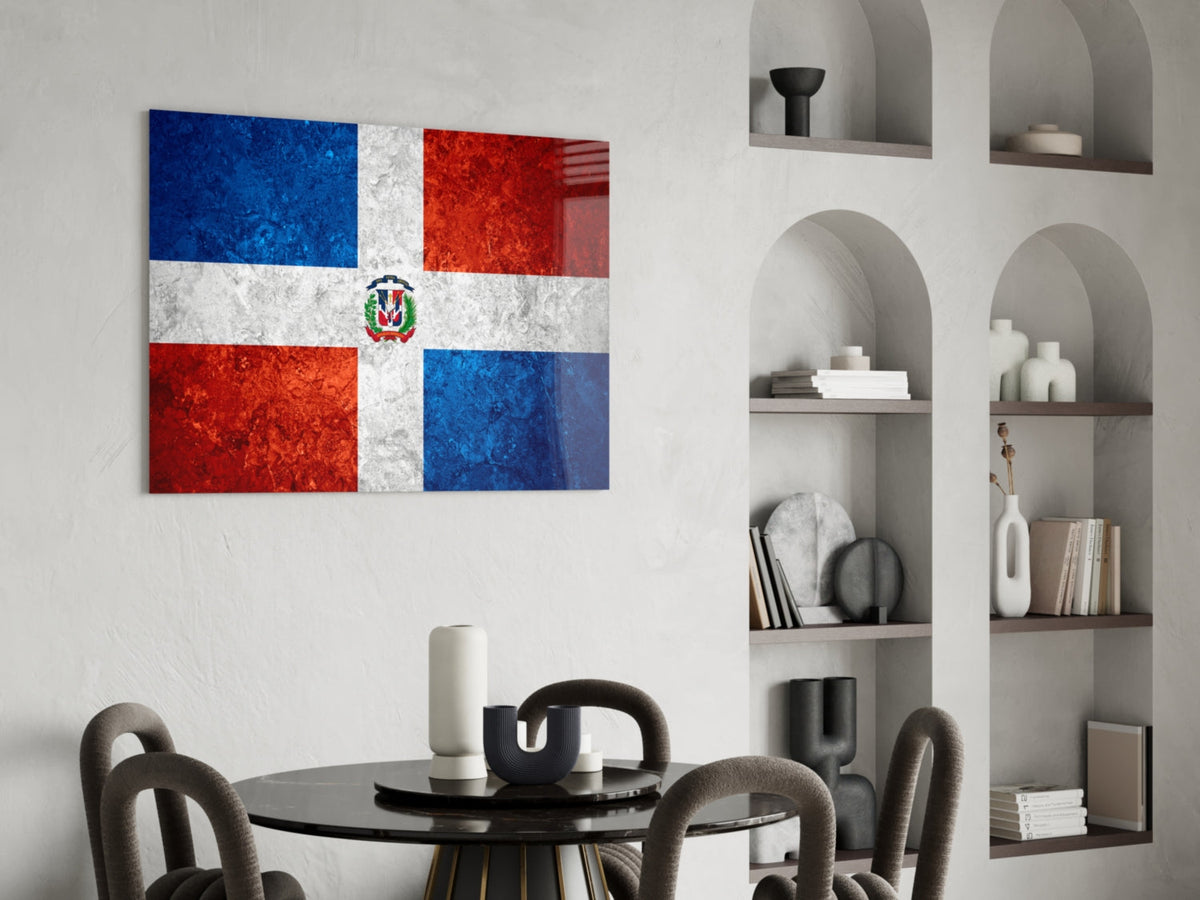Flag of the Dominican Republic Glass Wall Art