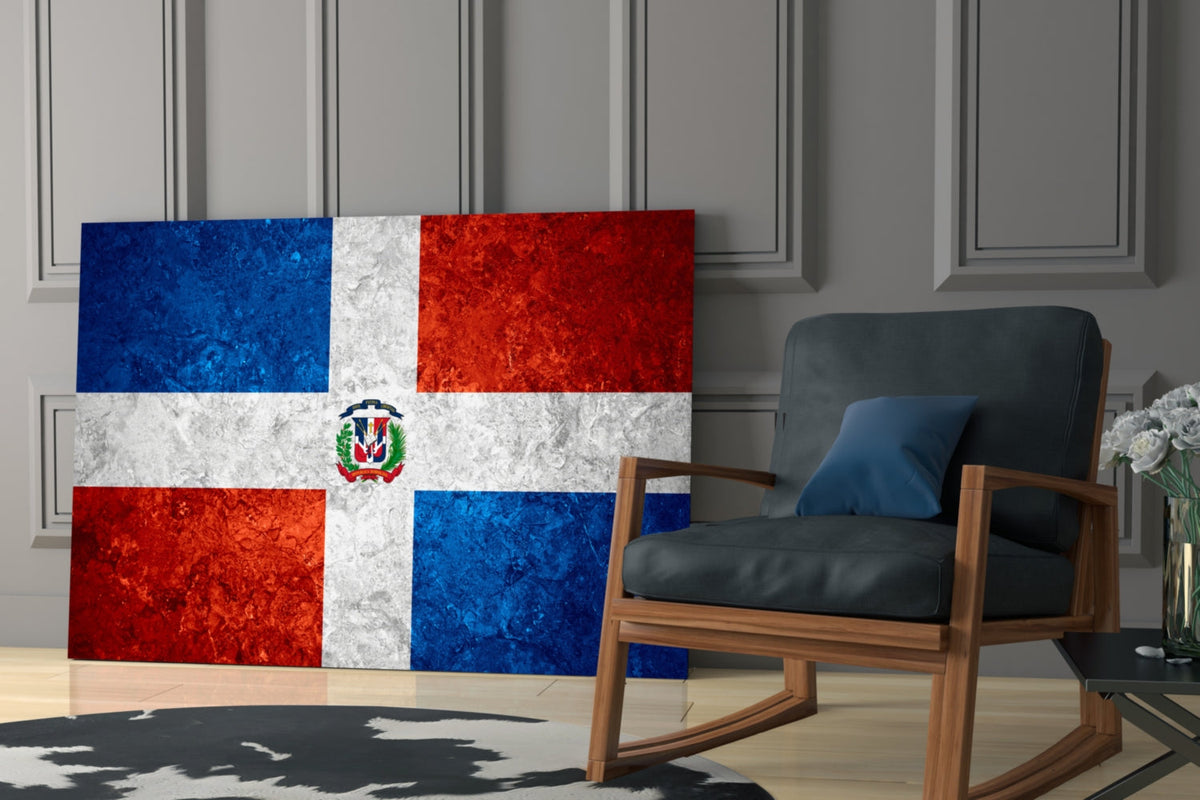 Flag of the Dominican Republic Glass Wall Art