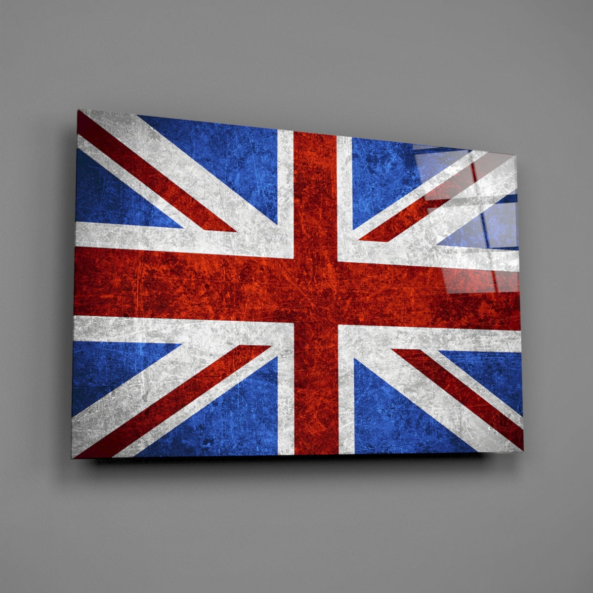 Chalky Crimson United Kingdom Flag Glass Wall Art