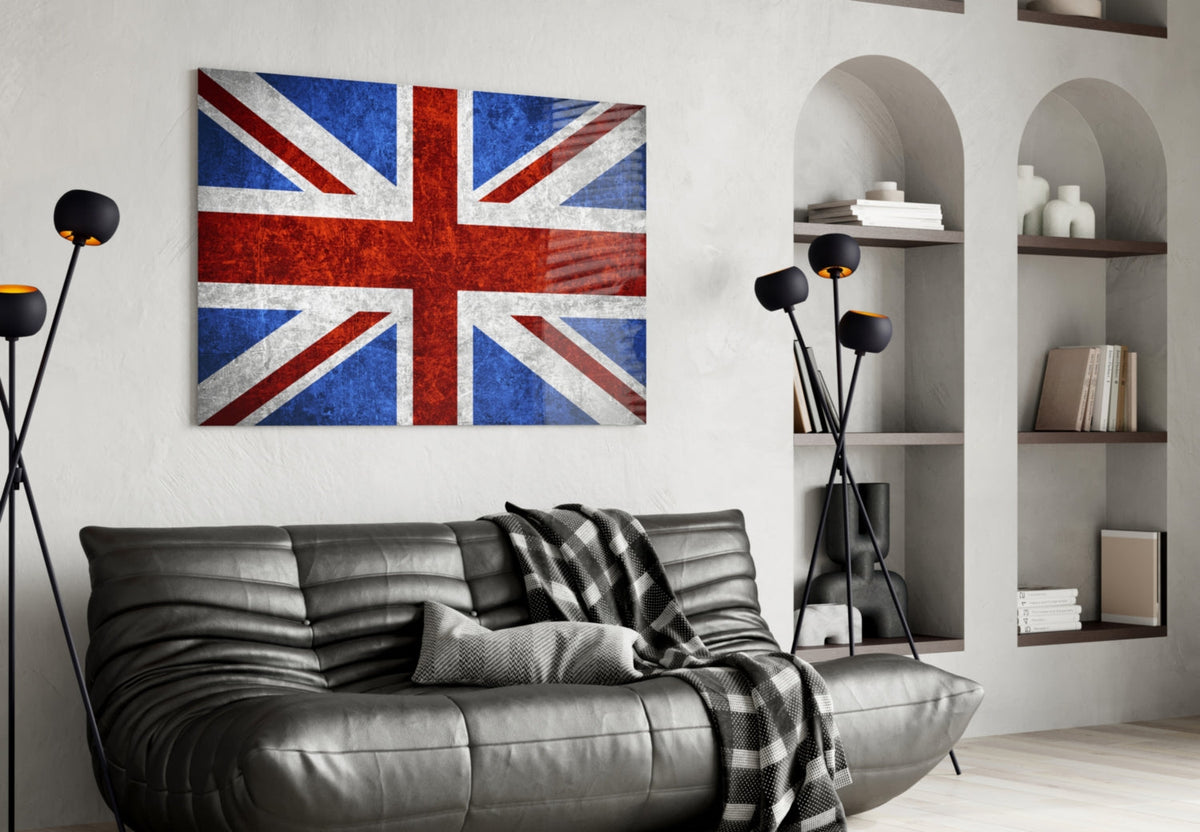 Chalky Crimson United Kingdom Flag Glass Wall Art