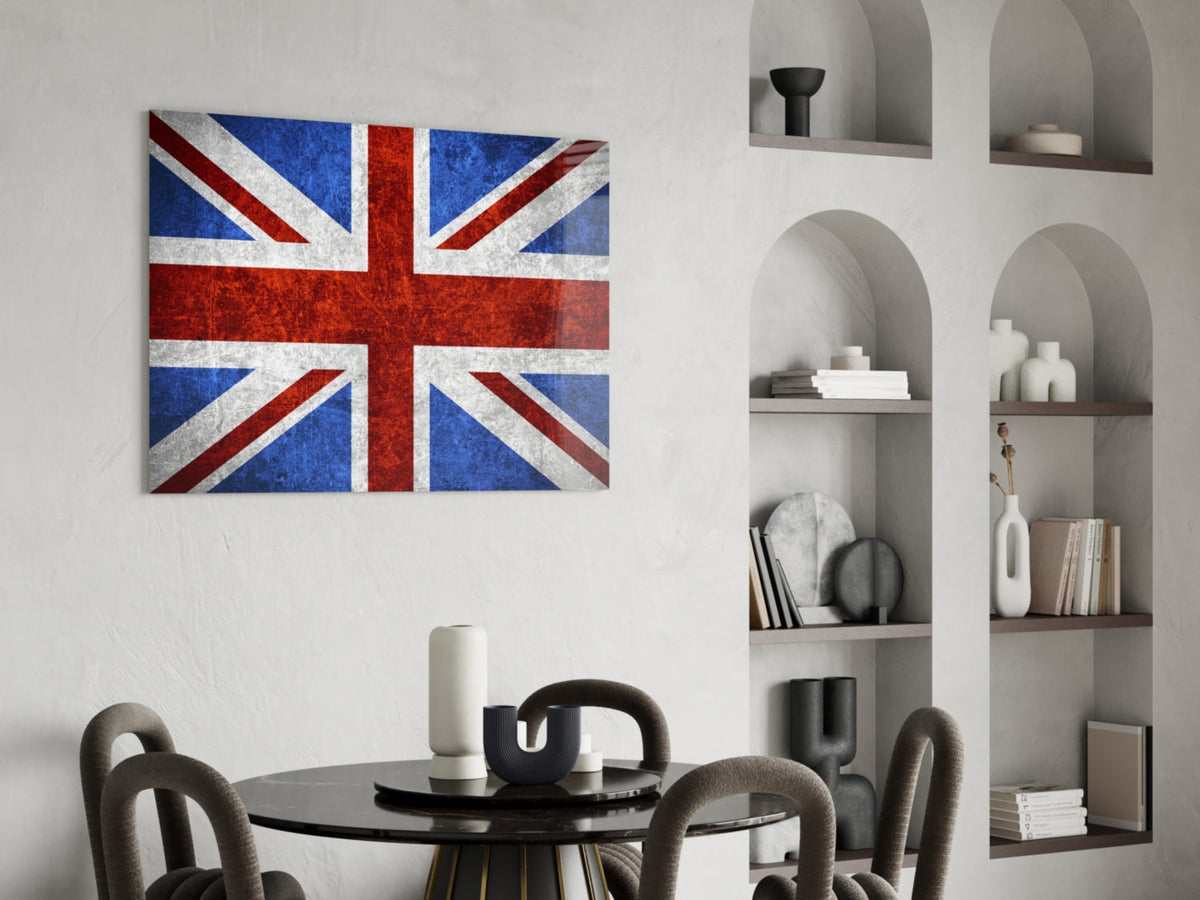 Chalky Crimson United Kingdom Flag Glass Wall Art